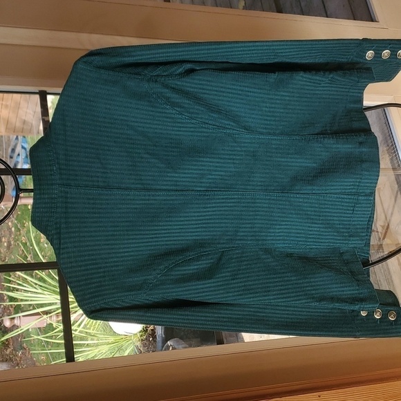 CAbi Lennon Jacket Legion Teal Green Corduroy Military Style Sz. M Jacket - Picture 4 of 12